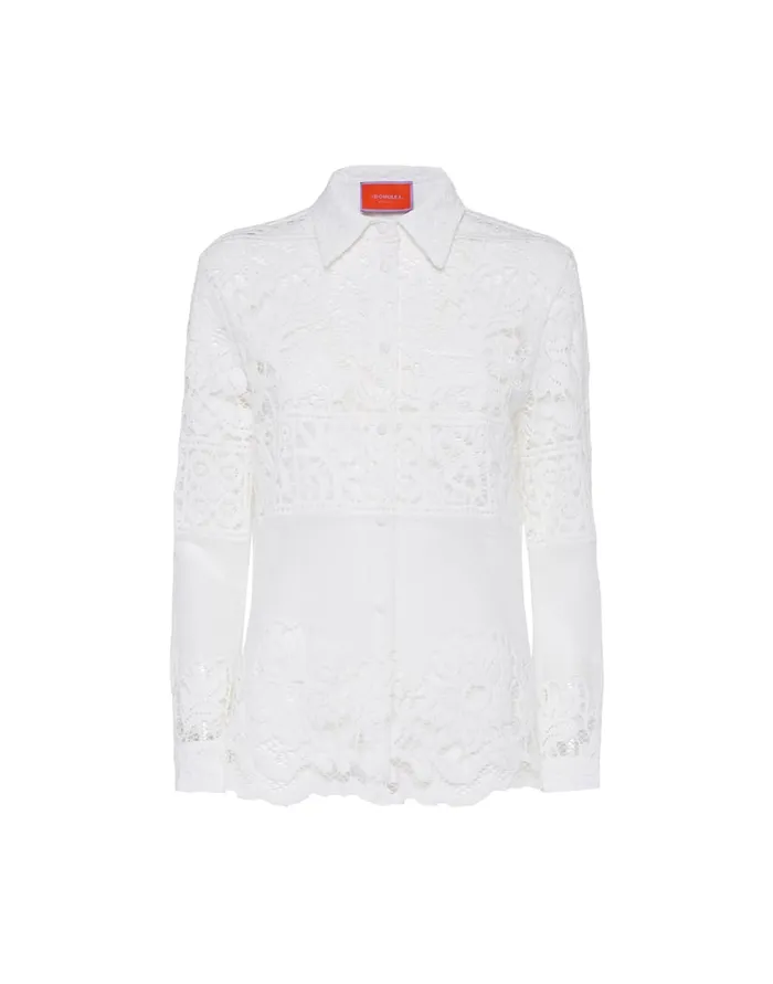 La Doublej Boy Shirt White In Cotton Lace Women Shirts and Tops