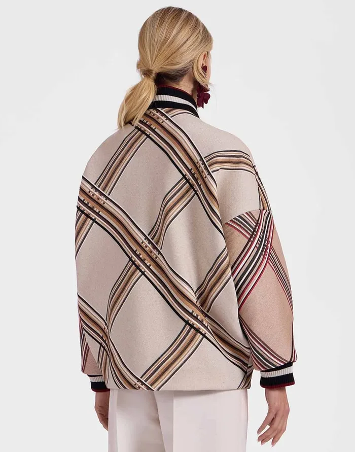 La Doublej Brooklyn Bomber Lady Check Light Beige In Wool Women Outerwear