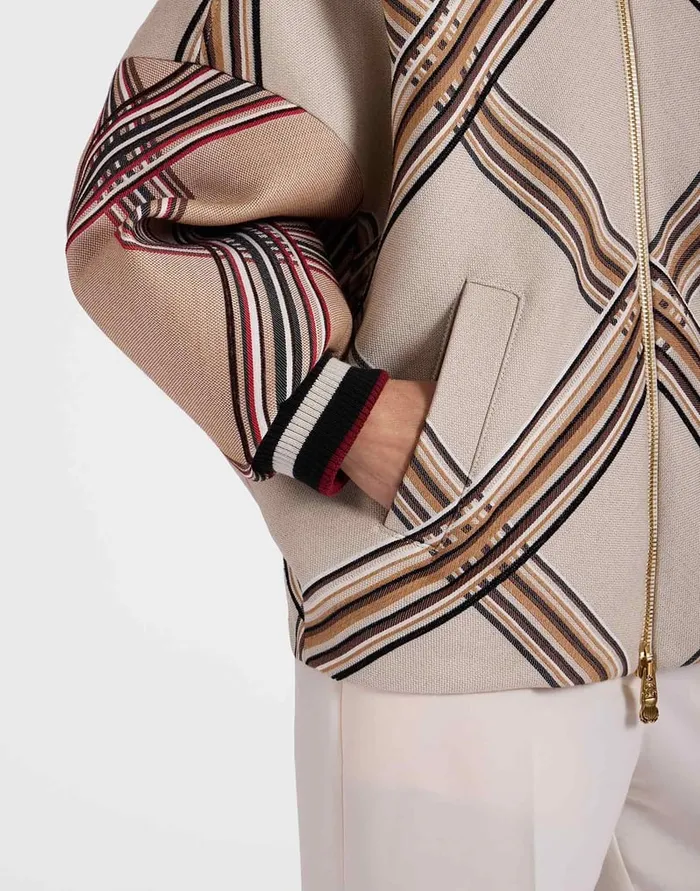 La Doublej Brooklyn Bomber Lady Check Light Beige In Wool Women Outerwear
