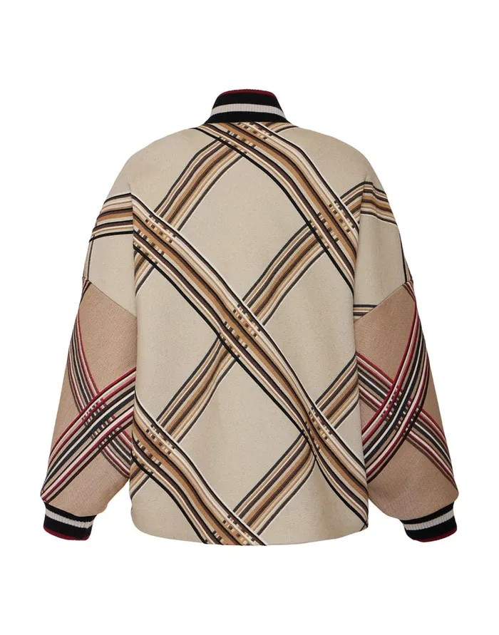 La Doublej Brooklyn Bomber Lady Check Light Beige In Wool Women Outerwear