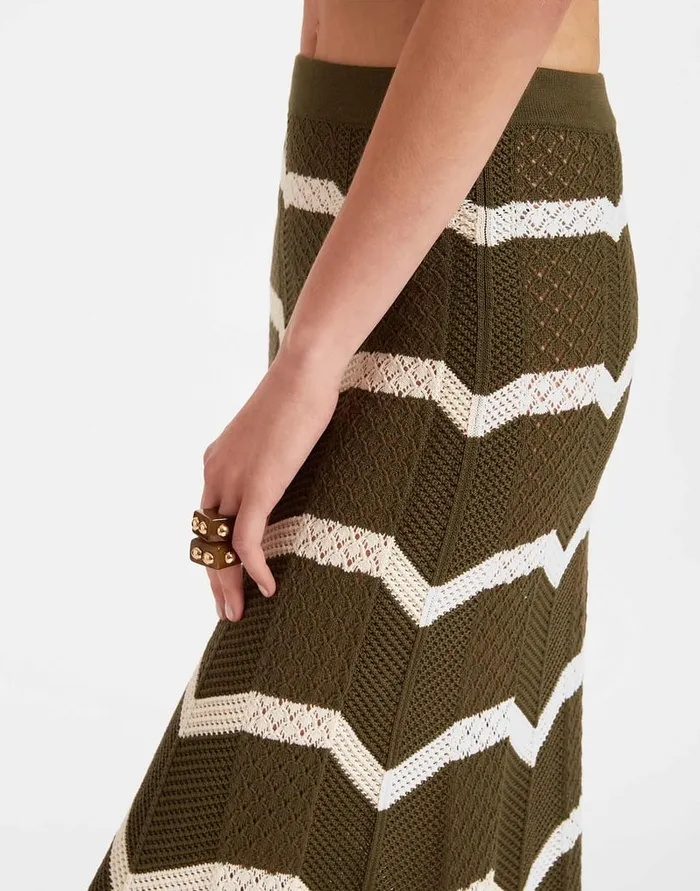 La Doublej Chevron Skirt Solid Camouflage In Knit Chevron Women Skirts