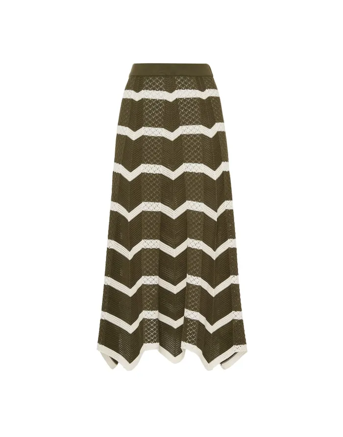 La Doublej Chevron Skirt Solid Camouflage In Knit Chevron Women Skirts