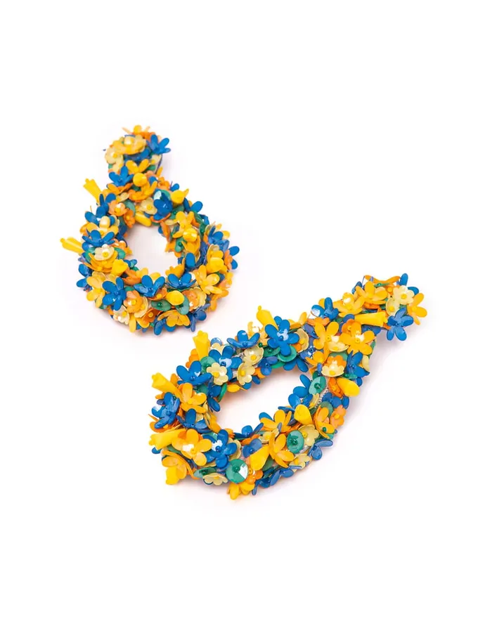 La Doublej Confetti Hoop Earrings Solid Yellow In Macro Flower Women Jewelry