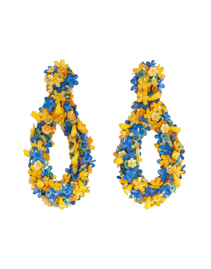La Doublej Confetti Hoop Earrings Solid Yellow In Macro Flower Women Jewelry