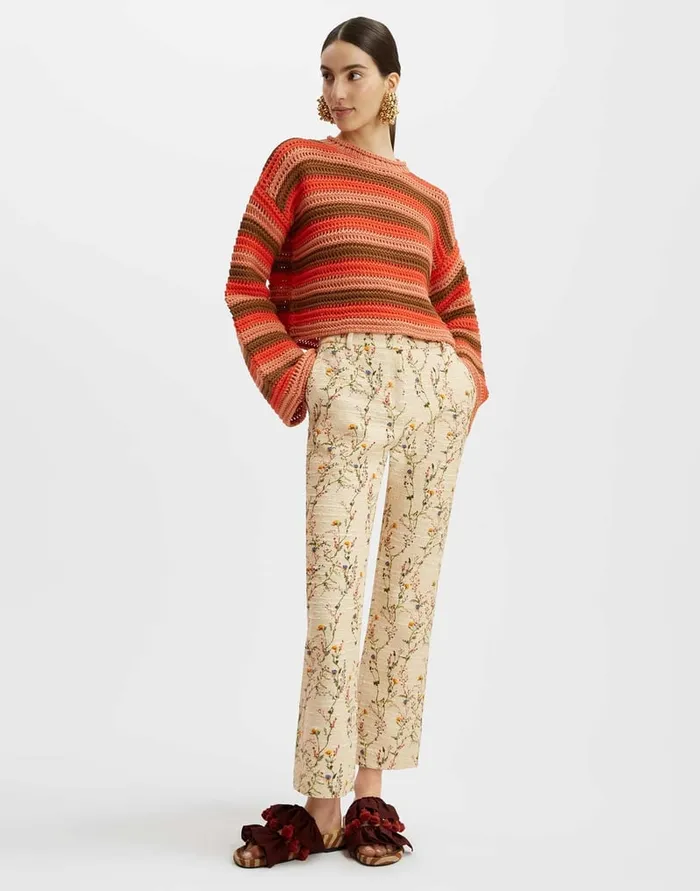 La Doublej Crop Sweater Multicolor Red In Cable Chain Women Knitwear