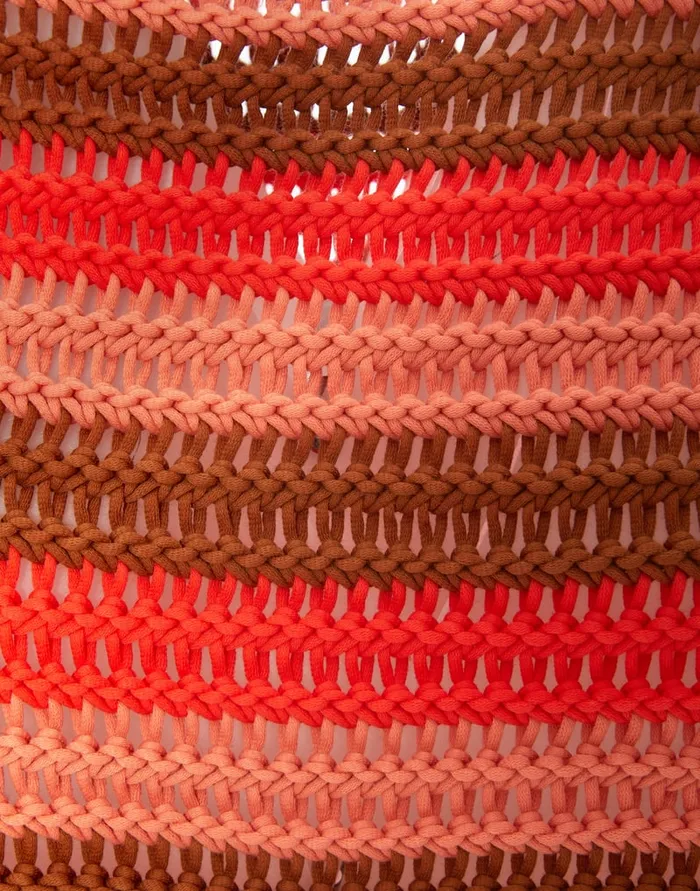 La Doublej Crop Sweater Multicolor Red In Cable Chain Women Knitwear