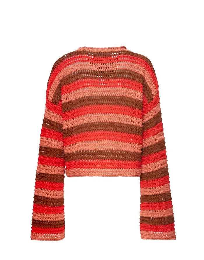 La Doublej Crop Sweater Multicolor Red In Cable Chain Women Knitwear