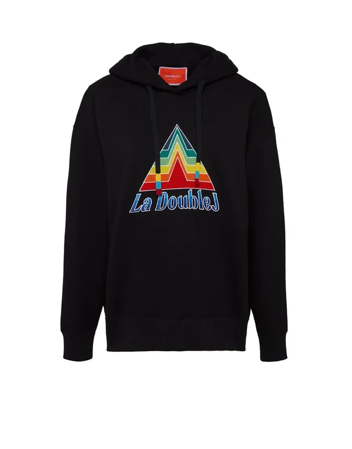 La Doublej Discman Hoodie Black In Embroidered Jersey Women TShirts and Sweatshirts
