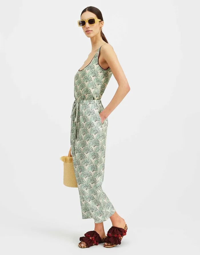 La Doublej Drawstring Pants Fans Mint In Silk Twill Women Shorts and Pants
