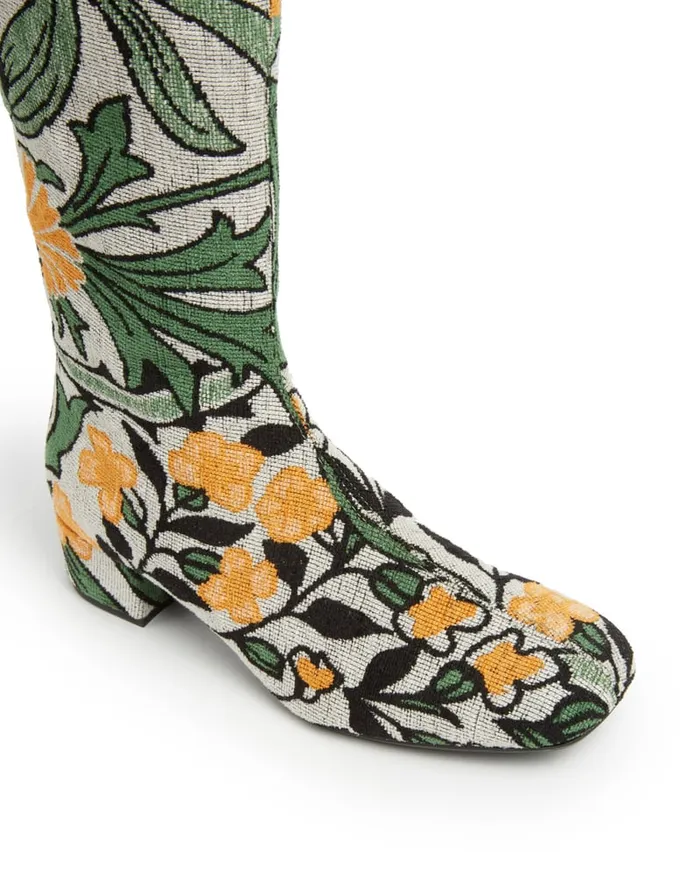 La Doublej Edie Boots Delta Ivory In Jacquard Women Shoes