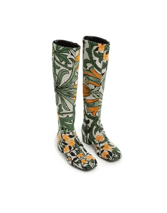 La Doublej Edie Boots Delta Ivory In Jacquard Women Shoes
