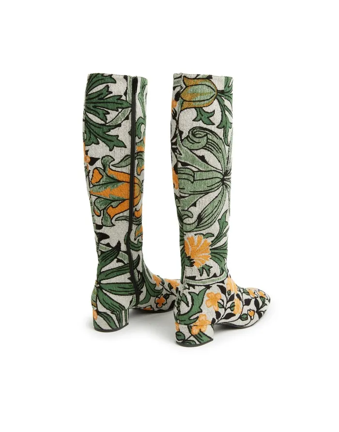 La Doublej Edie Boots Delta Ivory In Jacquard Women Shoes