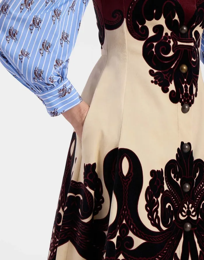 La Doublej Ella Midi Dress Corsini Place Cream In Cotton Velvet Women Party Dressing