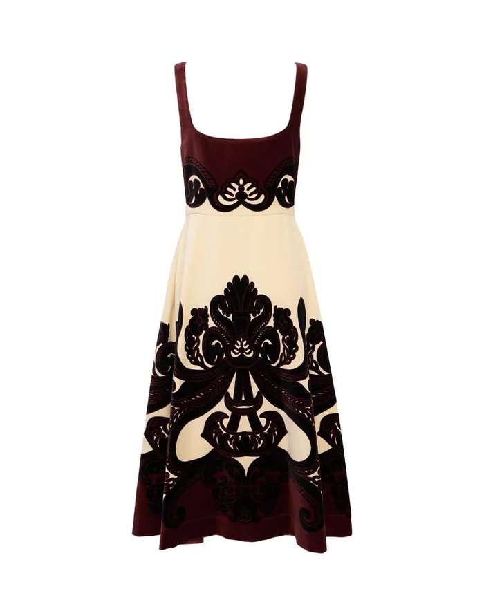 La Doublej Ella Midi Dress Corsini Place Cream In Cotton Velvet Women Party Dressing