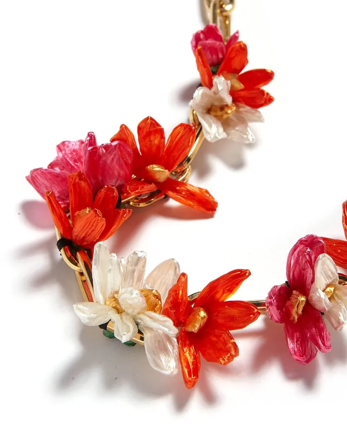 La Doublej Flora Necklace Multicolor RosaArancioBianco In Raffia Women Jewelry