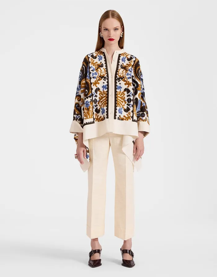 La Doublej Foulard Jacket Corsini Cream In Jacquard Women Party Dressing