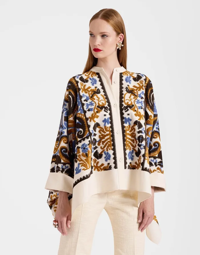 La Doublej Foulard Jacket Corsini Cream In Jacquard Women Party Dressing