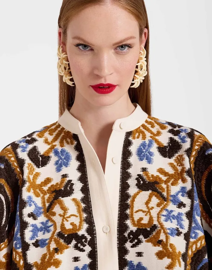 La Doublej Foulard Jacket Corsini Cream In Jacquard Women Party Dressing