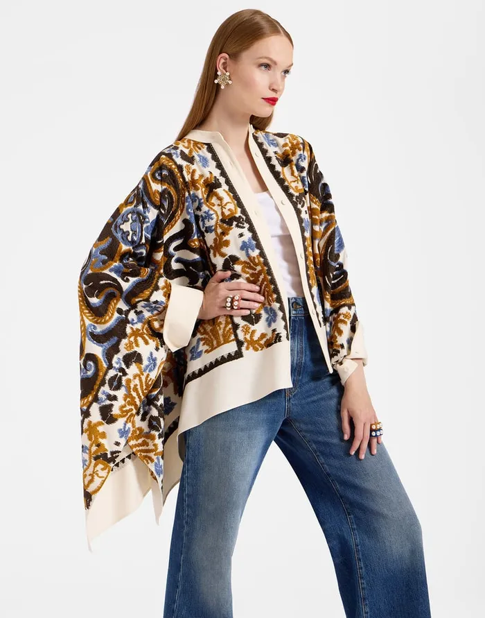 La Doublej Foulard Jacket Corsini Cream In Jacquard Women Party Dressing