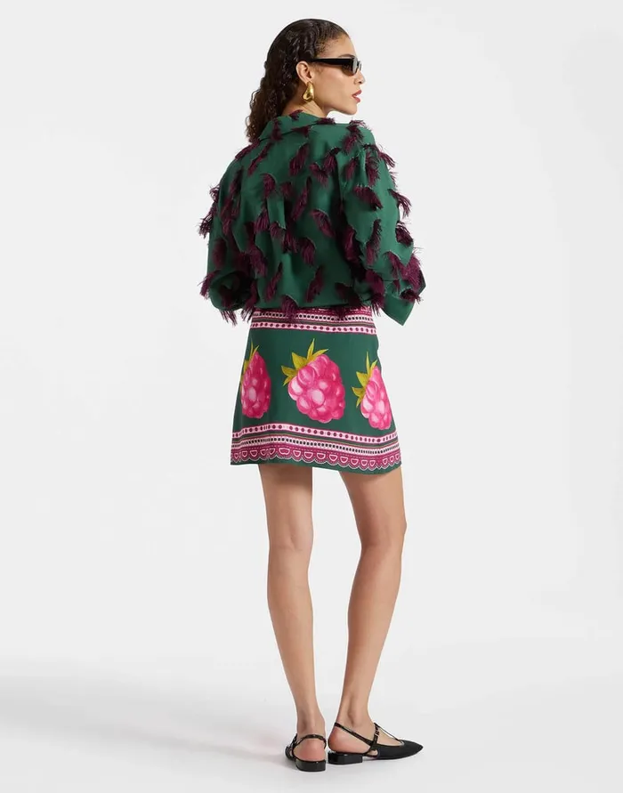 La Doublej Foulard Mini Skirt Lampone Place Emerald In Envers Satin Women Skirts