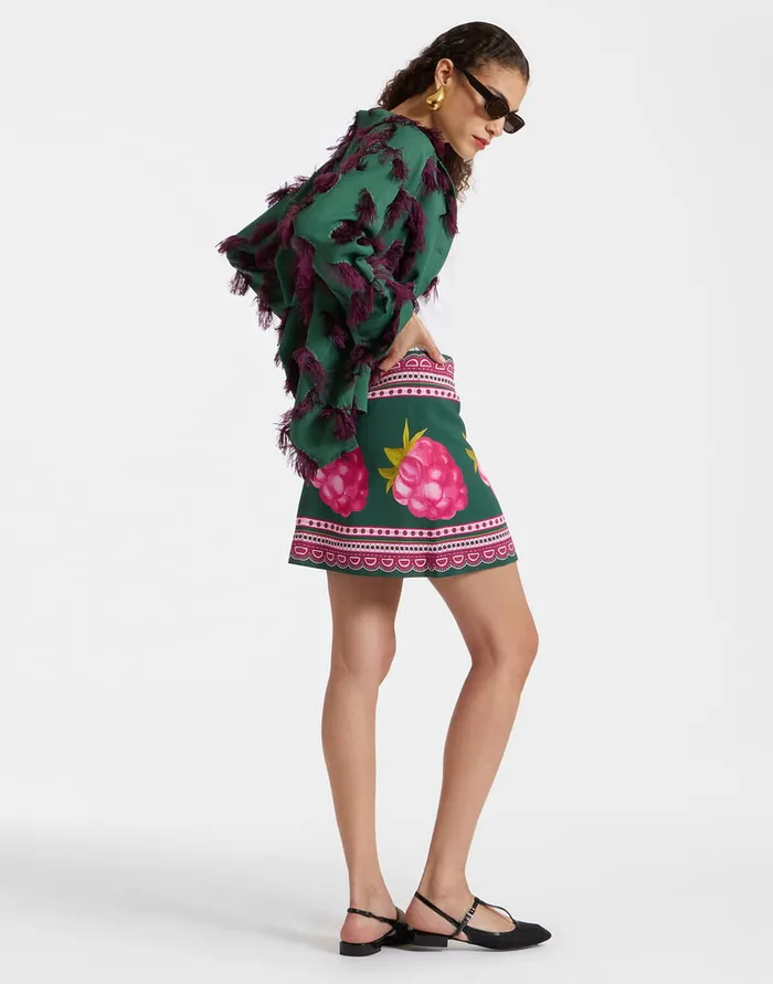 La Doublej Foulard Mini Skirt Lampone Place Emerald In Envers Satin Women Skirts