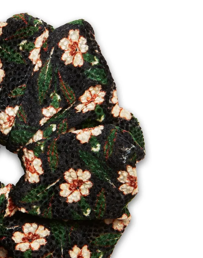 La Doublej Giga Scrunchie Mayfair Black In Devore Velvet Women Hair Accessories