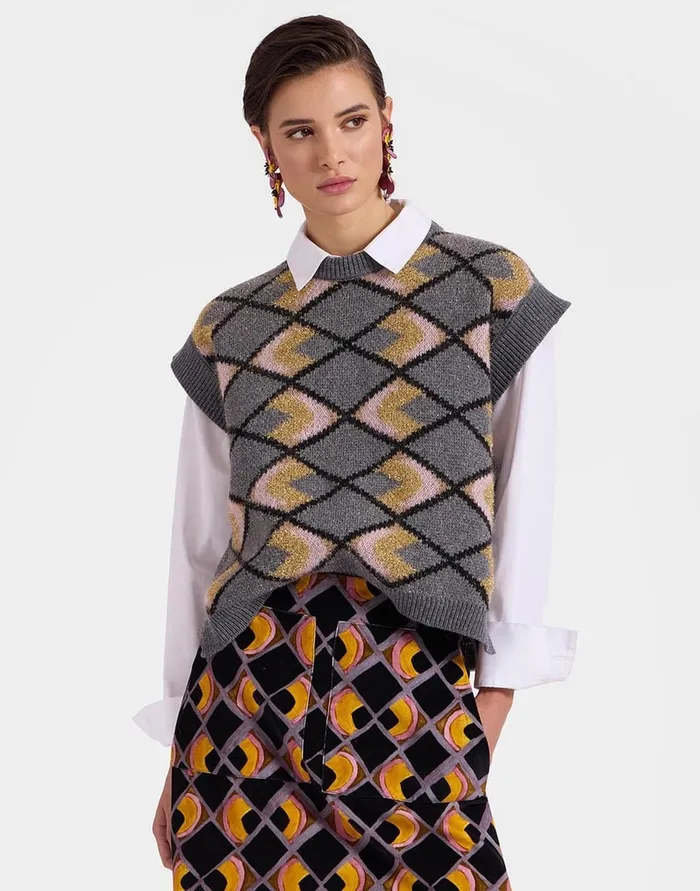 La Doublej HalfLight Gilet HalfLight Grey In Jacquard Women Knitwear