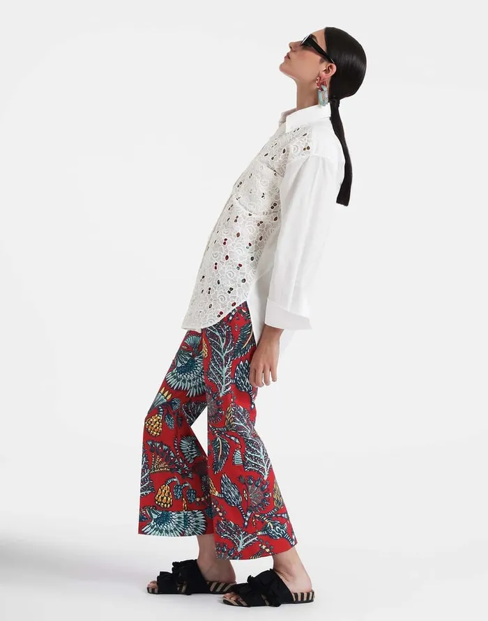 La Doublej Hendrix Pants Sicomore Red In Heavy Stretch Cotton Women Shorts and Pants