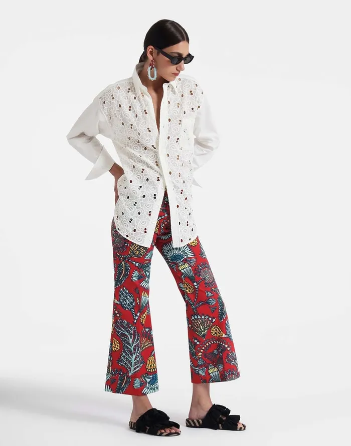 La Doublej Hendrix Pants Sicomore Red In Heavy Stretch Cotton Women Shorts and Pants