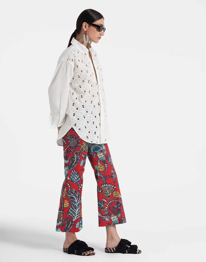 La Doublej Hendrix Pants Sicomore Red In Heavy Stretch Cotton Women Shorts and Pants