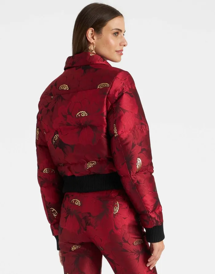 La Doublej La Comasca Puffer Bomber Ruby Red In Jacquard Women Outerwear