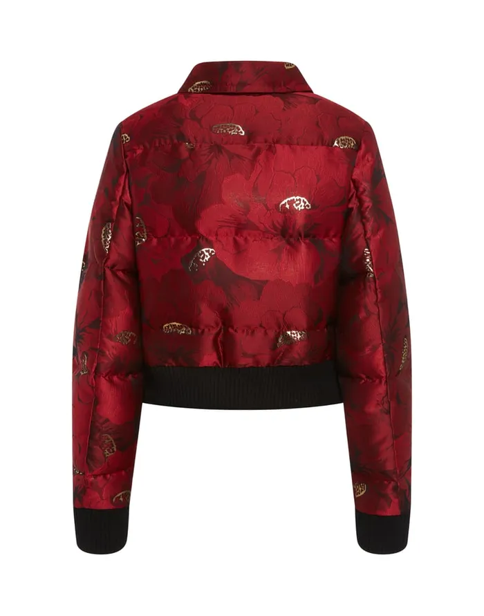 La Doublej La Comasca Puffer Bomber Ruby Red In Jacquard Women Outerwear