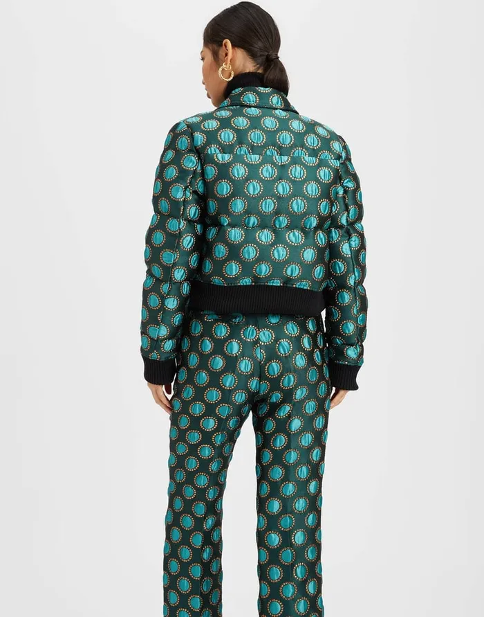 La Doublej La Comasca Puffer Bomber Winter Sun Emerald In Jacquard Women Outerwear