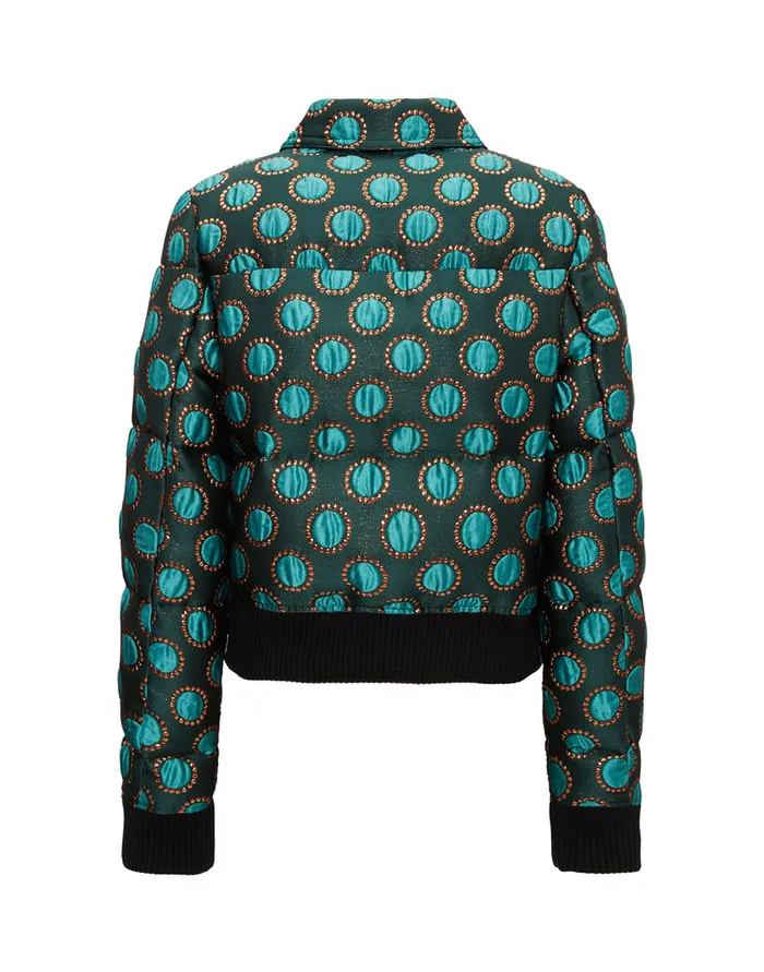 La Doublej La Comasca Puffer Bomber Winter Sun Emerald In Jacquard Women Outerwear