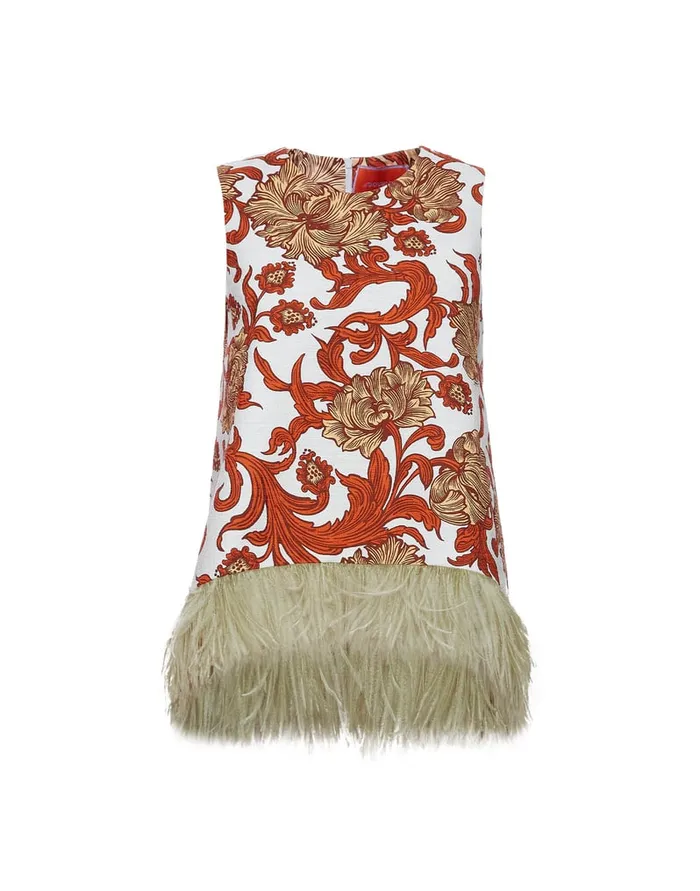 La Doublej La Scala Top Reef White In Shot Cotton With Feathers Women Shirts and Tops