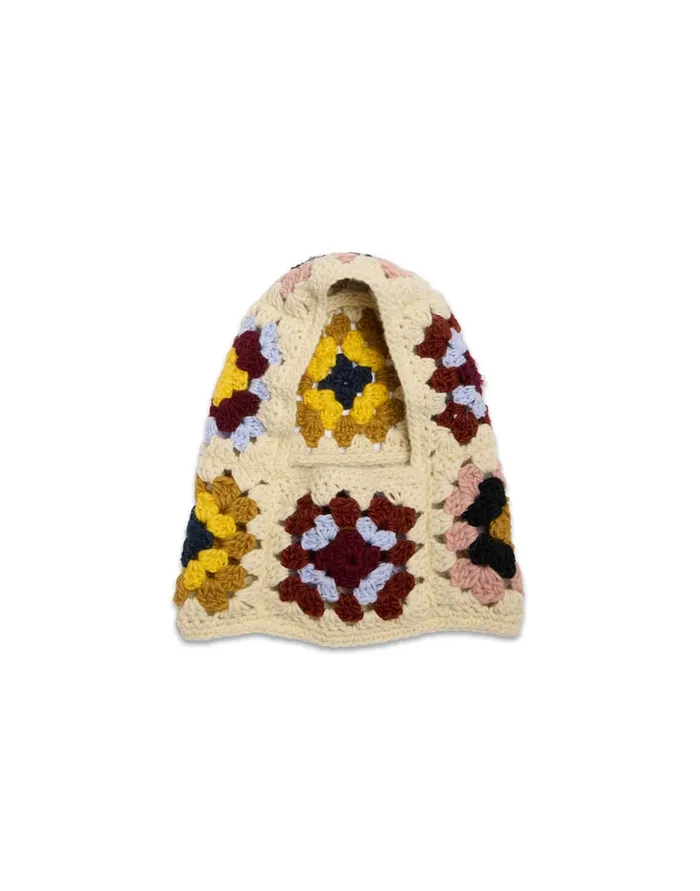 La Doublej Lacey Snood Flower Tile Ivory In Wool Crochet Women Hats