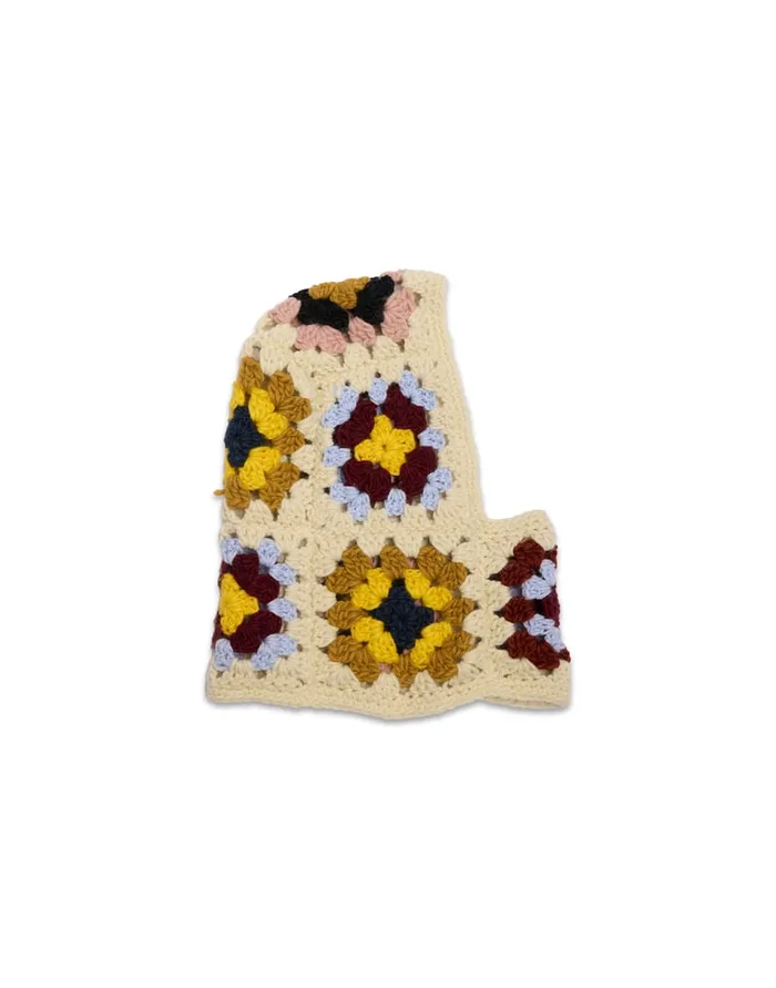 La Doublej Lacey Snood Flower Tile Ivory In Wool Crochet Women Hats