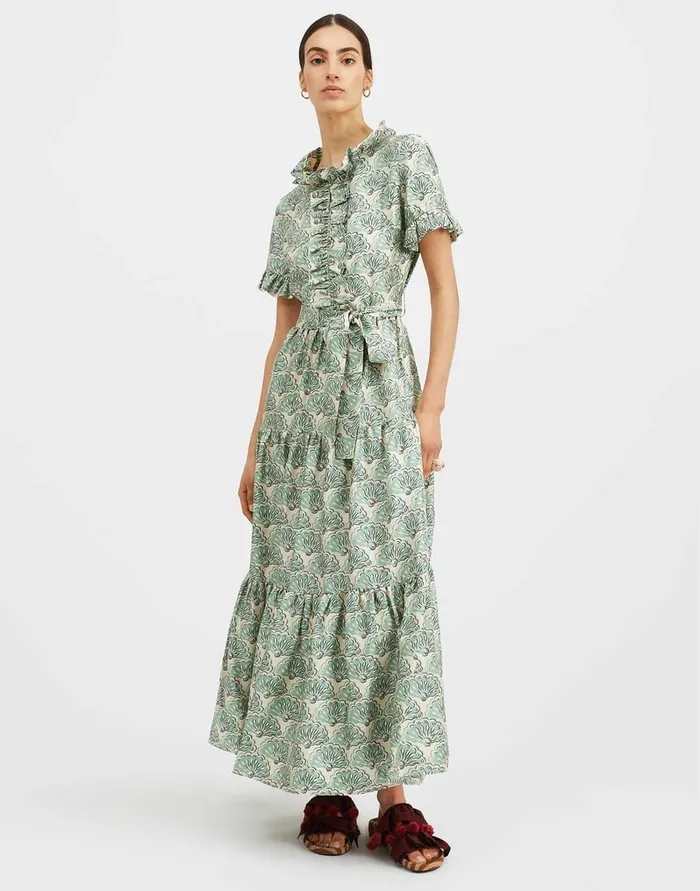 La Doublej Long And Sassy Dress Fans Mint In Silk Twill Women Dresses