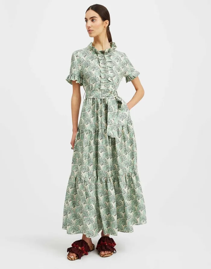 La Doublej Long And Sassy Dress Fans Mint In Silk Twill Women Dresses