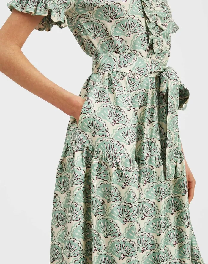 La Doublej Long And Sassy Dress Fans Mint In Silk Twill Women Dresses