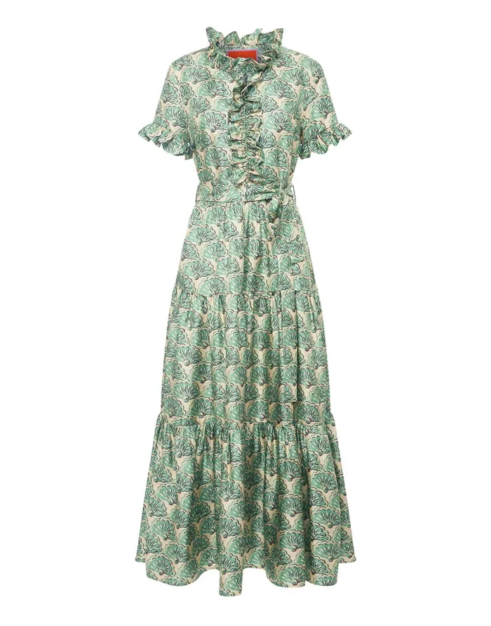 La Doublej Long And Sassy Dress Fans Mint In Silk Twill Women Dresses