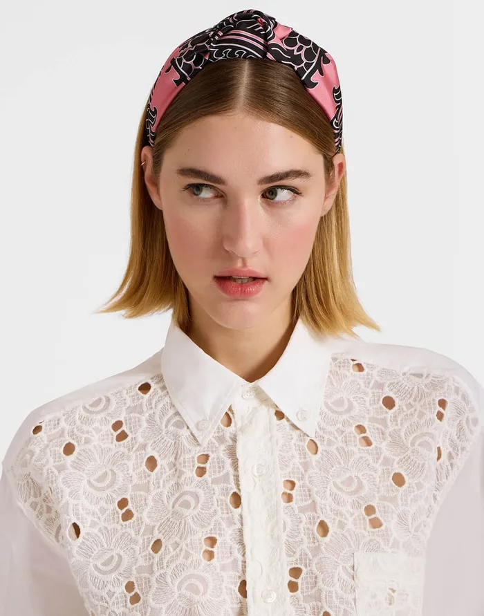 La Doublej Love Knot Headband Oltrarno Pink In Twill Women Hair Accessories