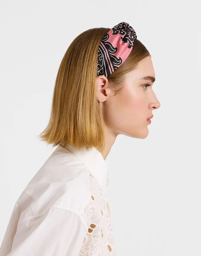 La Doublej Love Knot Headband Oltrarno Pink In Twill Women Hair Accessories