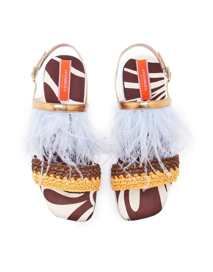 La Doublej Medal Sandal Watermarble In Twill Women Shoes