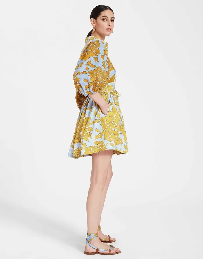 La Doublej Mini Portofino Dress Tangle Light Blue In Summer Poplin Women Dresses