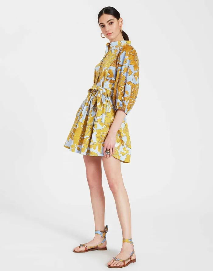 La Doublej Mini Portofino Dress Tangle Light Blue In Summer Poplin Women Dresses