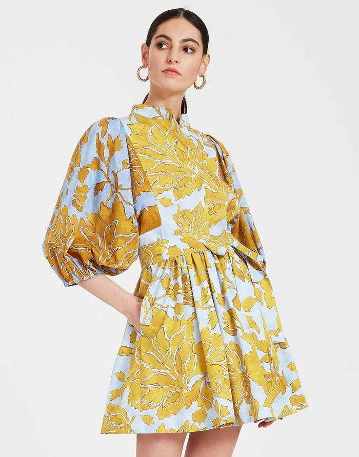 La Doublej Mini Portofino Dress Tangle Light Blue In Summer Poplin Women Dresses
