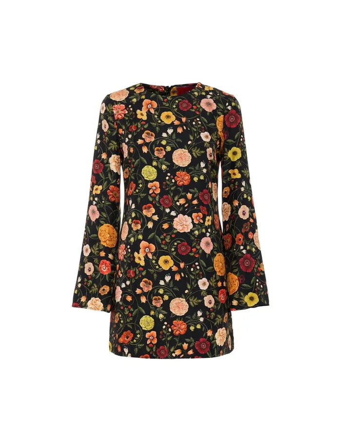 La Doublej Mini Supreme Swing Dress Botticelli Black In Silk Twill Women Dresses