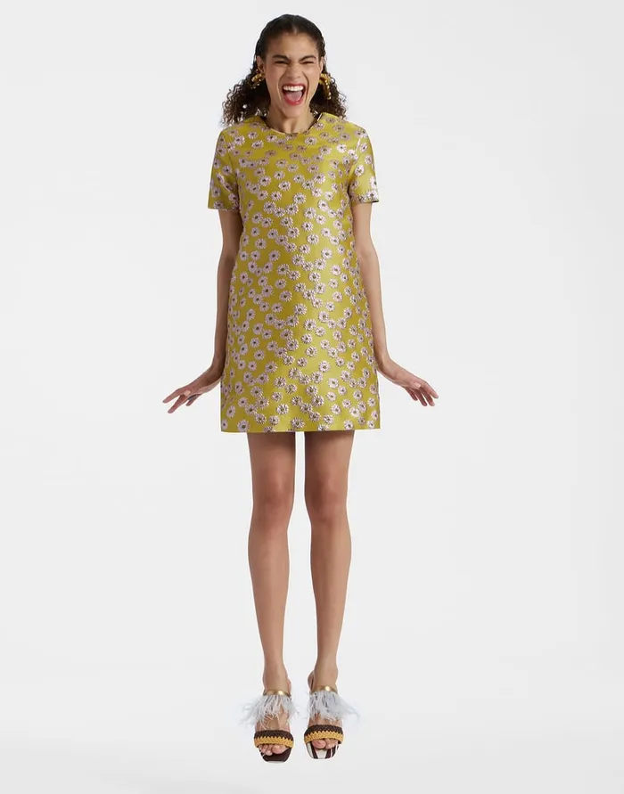 La Doublej Mini Swing Dress Margarita In Jacquard Women Party Dressing