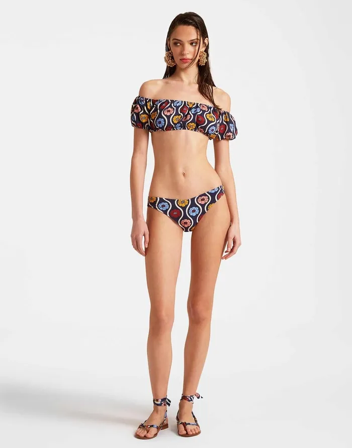 La Doublej Mirage Bottom Whitsun Mini Blue In Piquet Lycra Women Swimwear